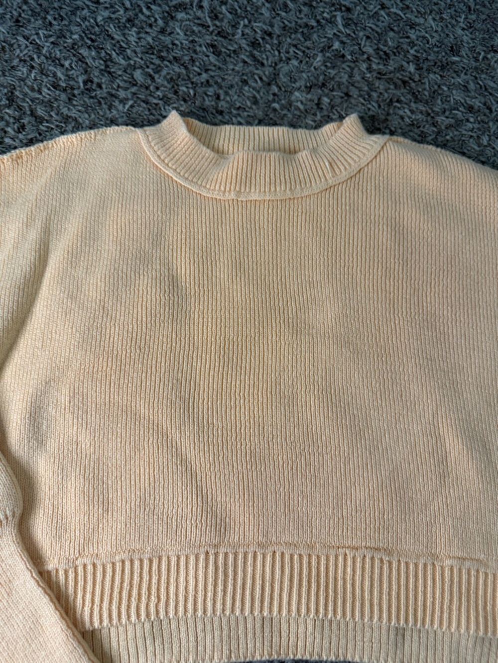 Pink Rose Cropped Sweater Small Peach Knit Cozy‎ Pullover